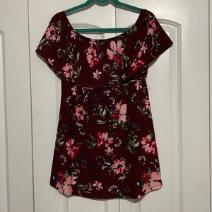 Off the shoulder, floral, maternity top
